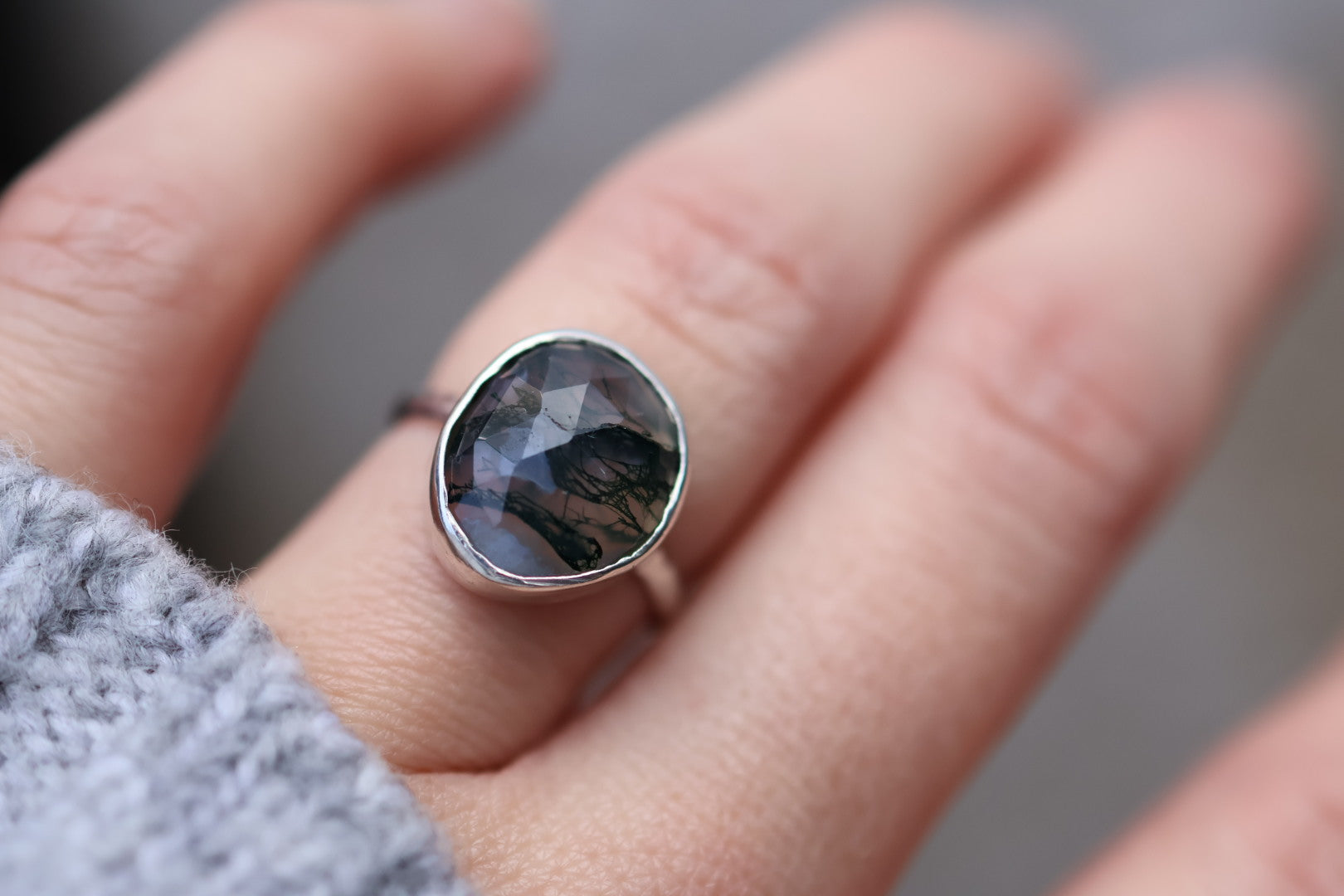 Gemstone Journey Ring - Moss Agate - Ashes Behind Gemstone Ring