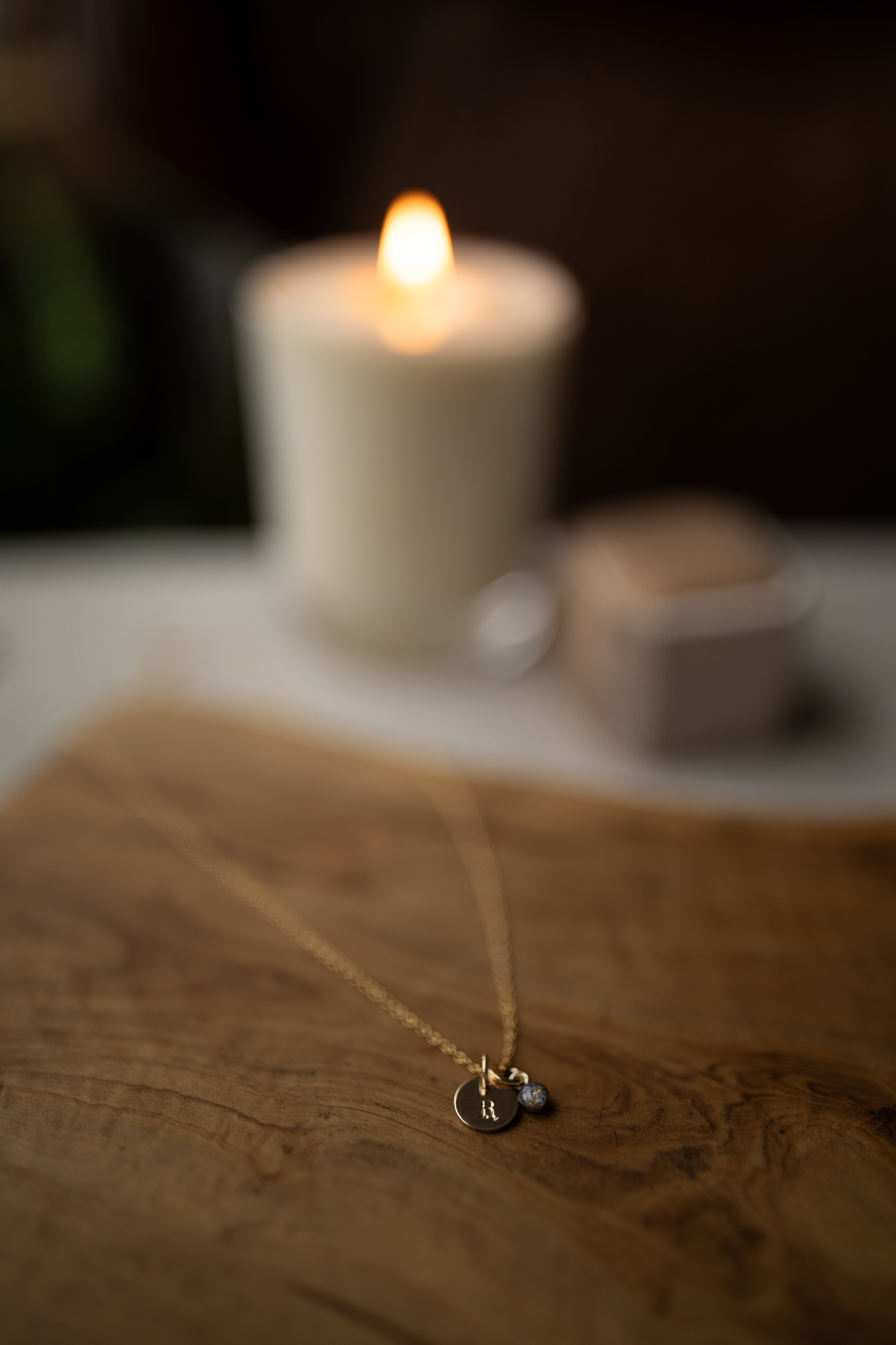 Tiny Charm with a Stamped Disc Necklace (Gold Filled or Silver)