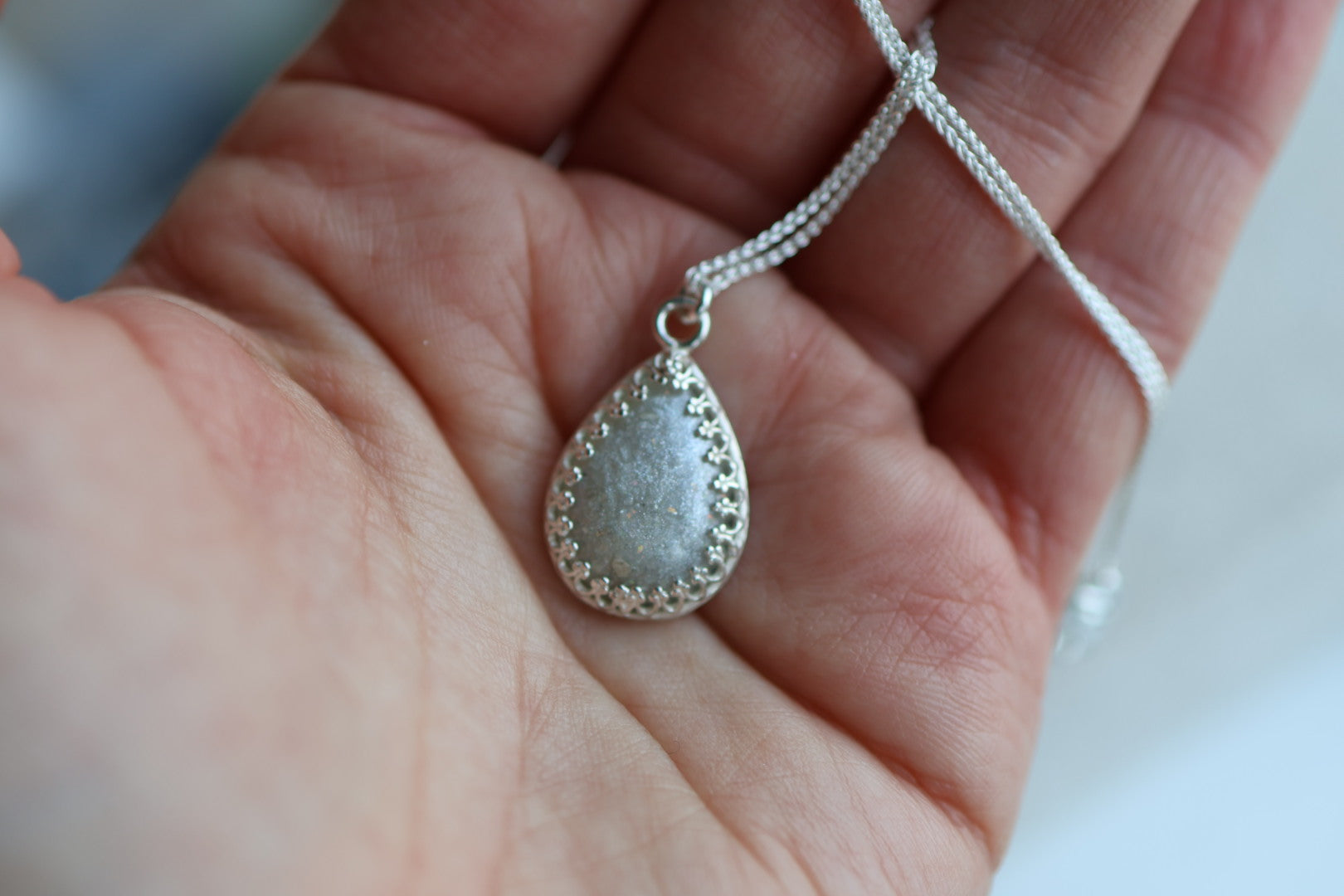 Silver Crown Teardrop Pendant