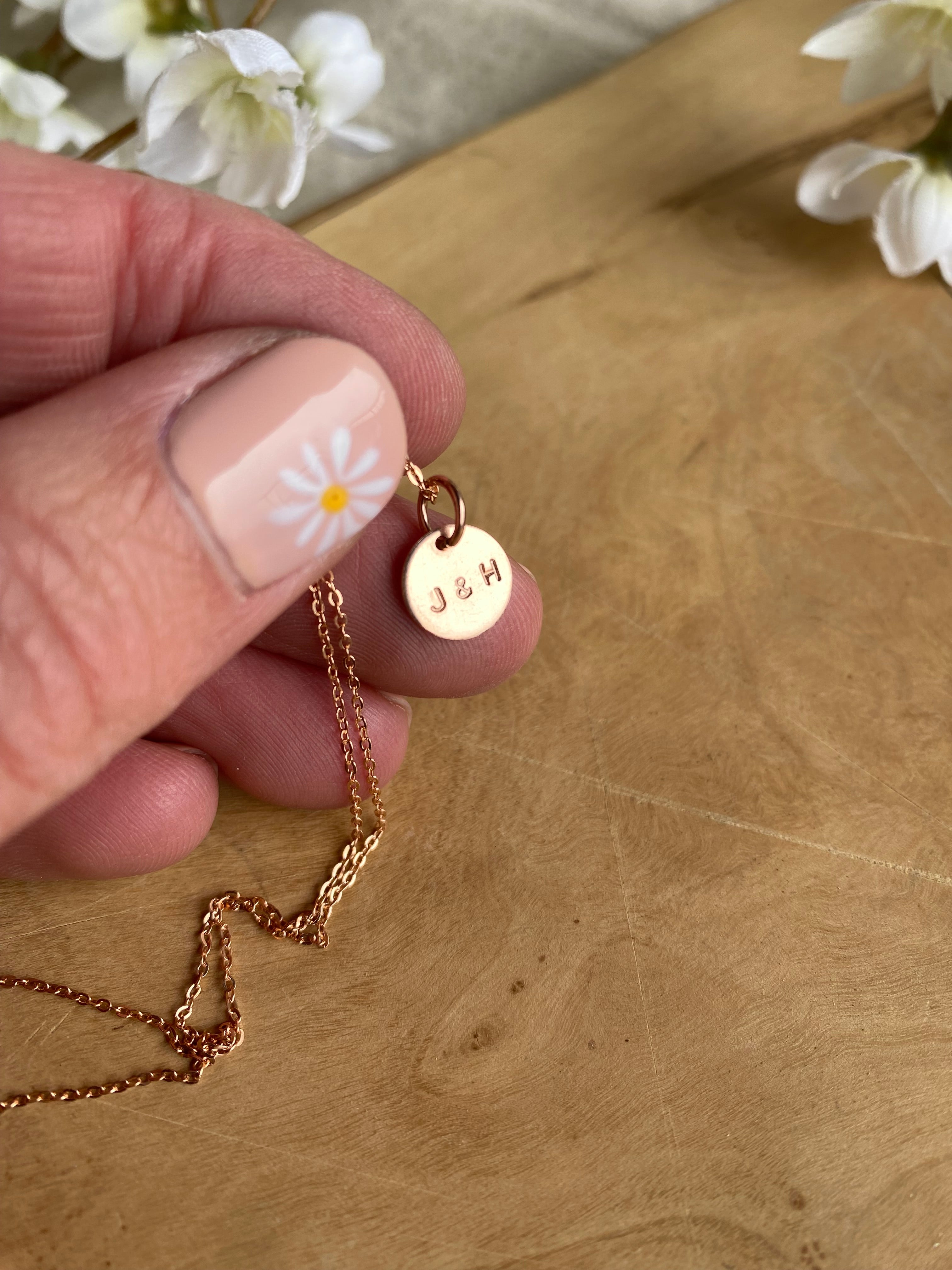 Hand Stamped Tiny Initial Necklace