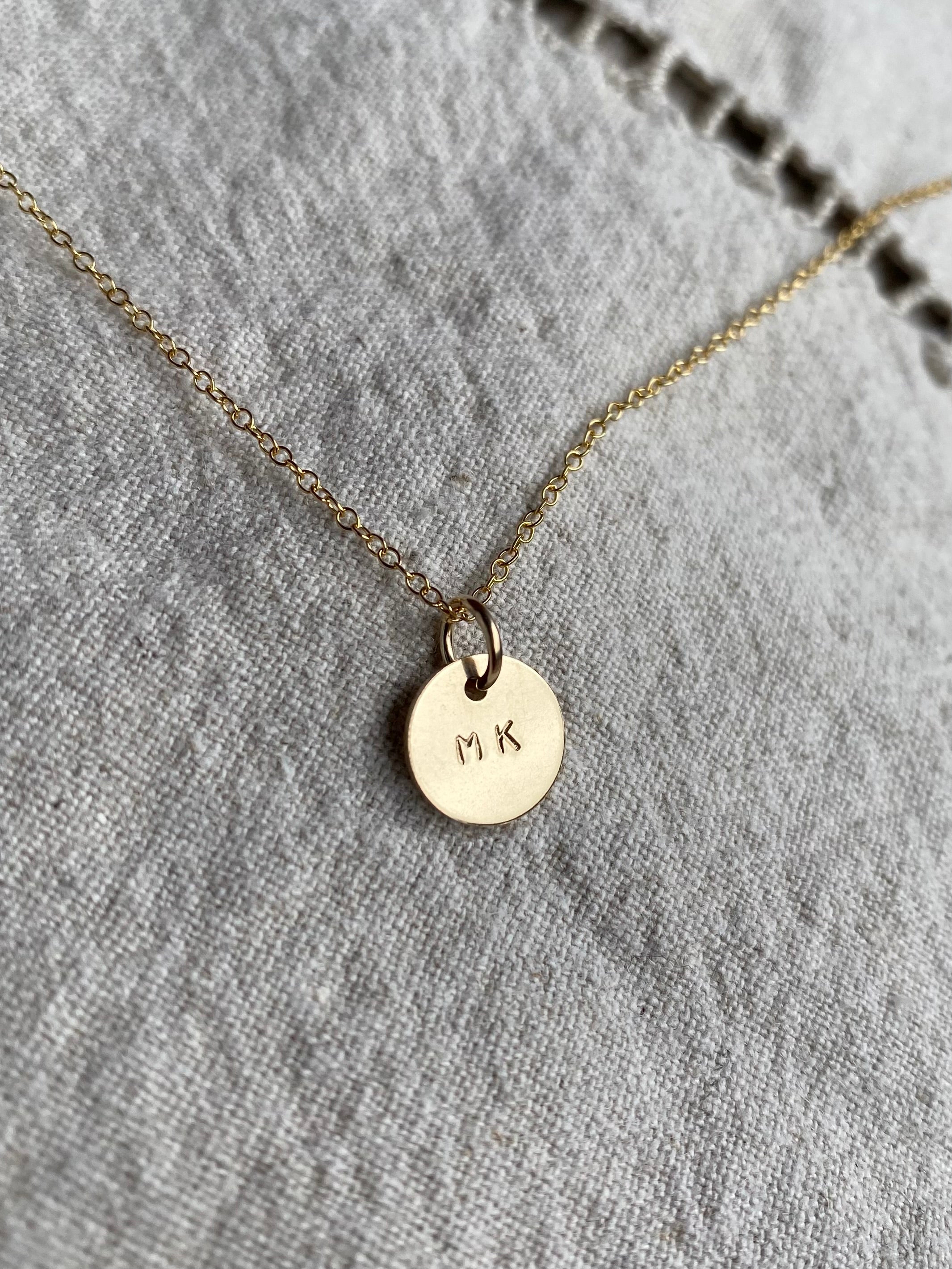 Hand Stamped Tiny Initial Necklace