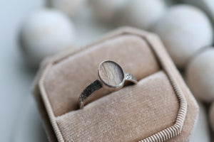 Floral Banded Memorial Ring with Glass