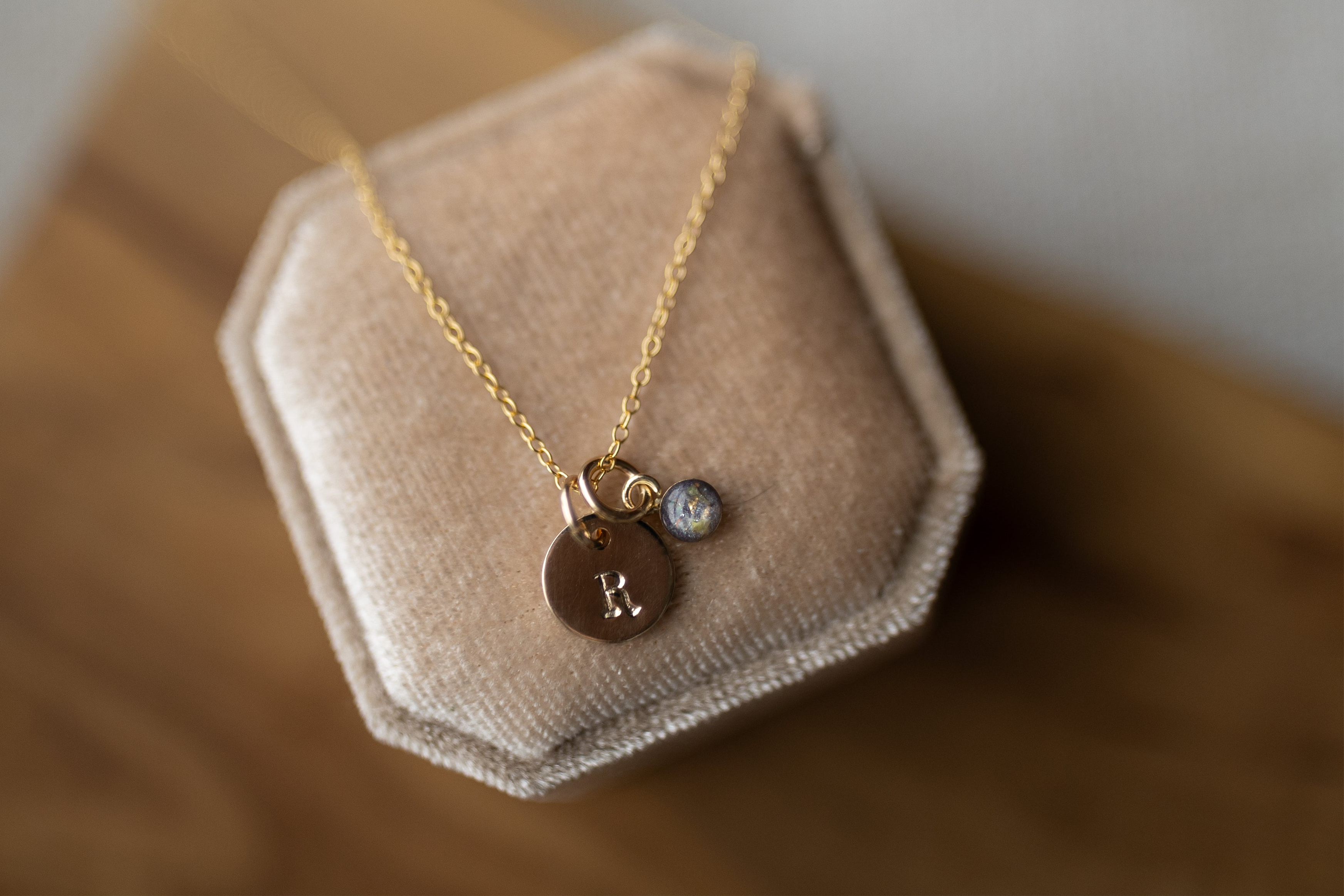 Mama Milk Tiny Charm with a Stamped Disc Necklace