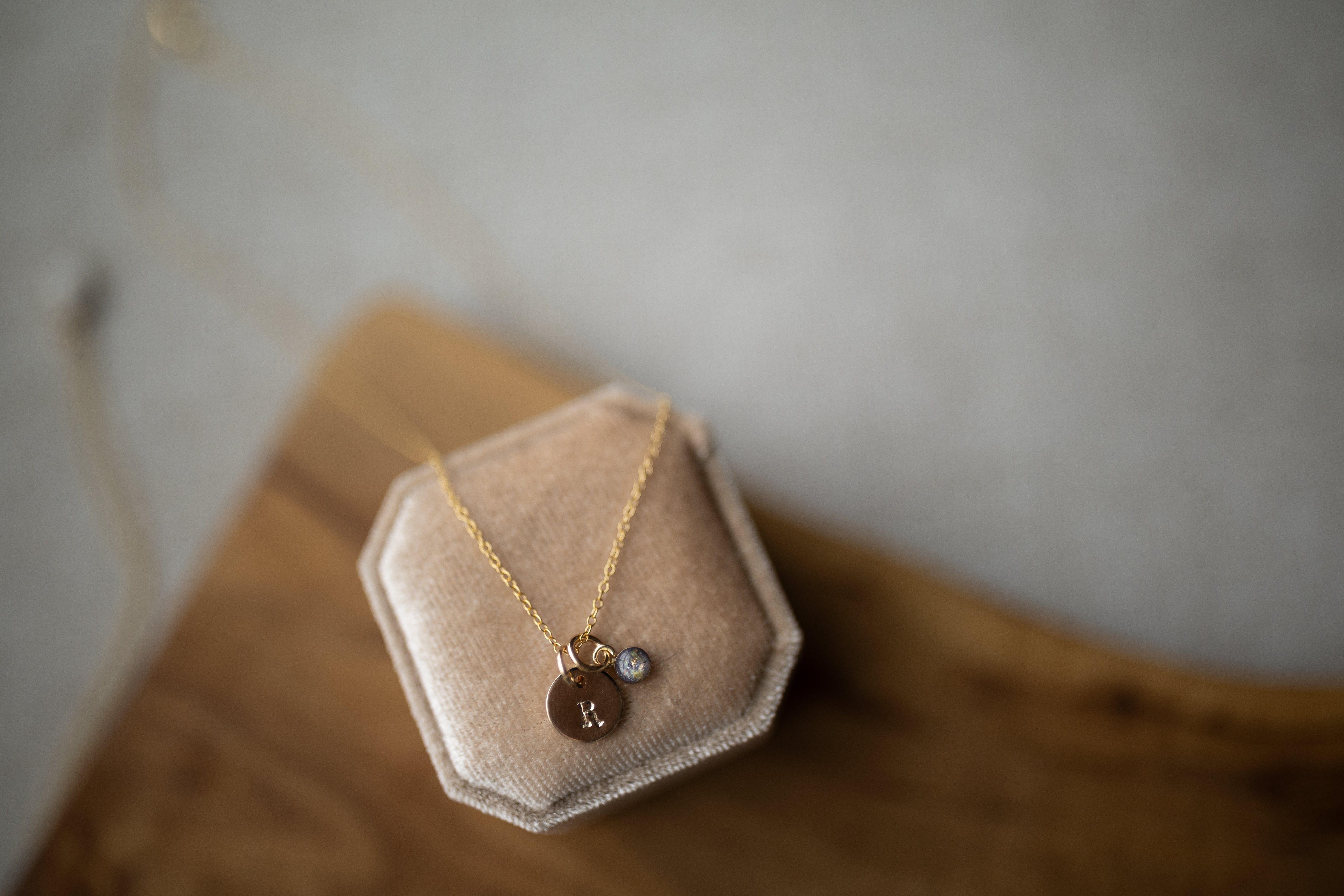Tiny Charm with a Stamped Disc Necklace (Gold Filled or Silver)