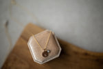 Load image into Gallery viewer, Tiny Charm with a Stamped Disc Necklace (Gold Filled or Silver)

