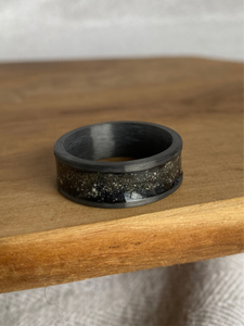 Black Carbon Channel Ring - Best Seller Mens Cremation Ring