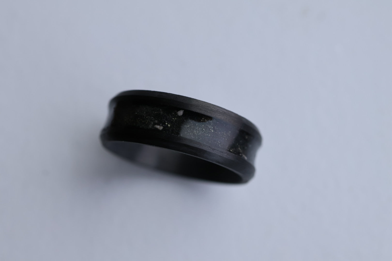 Black Carbon Channel Ring - Best Seller Mens Cremation Ring