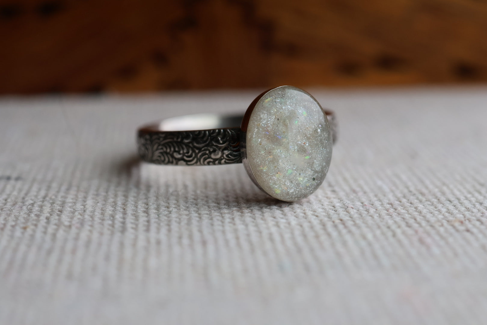 Floral Banded Oval Celebration Ring