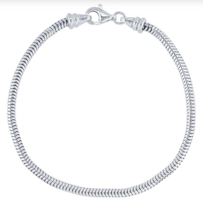 Sterling Silver Snake Chain Bracelet for Charm Beads