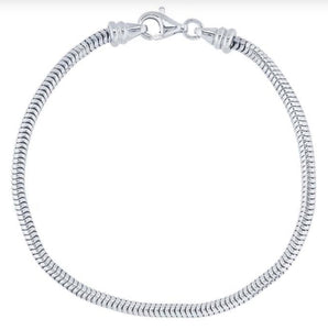 Sterling Silver Snake Chain Bracelet for Charm Beads