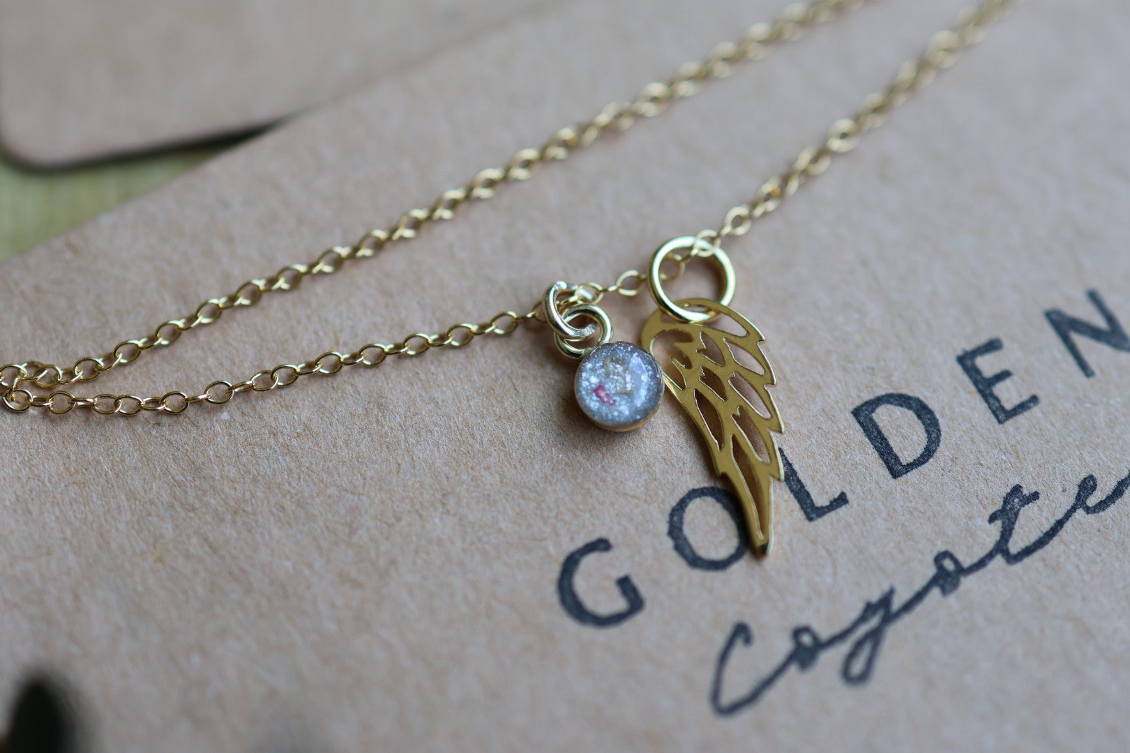 Tiny Charm With Wing Necklace (Gold Filled or Silver)