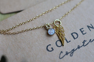 Tiny Charm With Wing Necklace (Gold Filled or Silver)