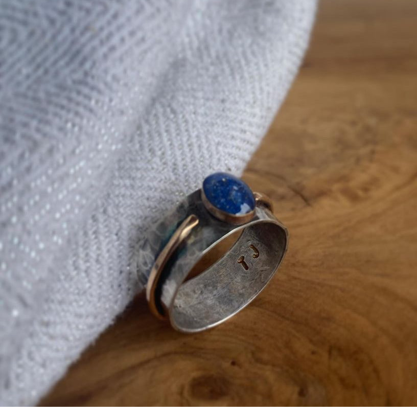Mixed Metal Wide Band Memorial Ring