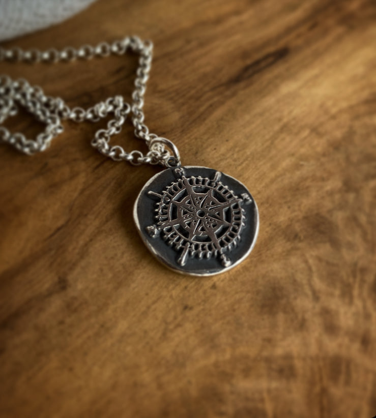 Compass Mourning Pendent (Cremation Ash & Silver Infused)