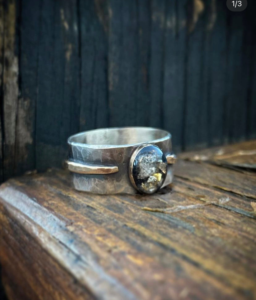 Mixed Metal Wide Band Memorial Ring