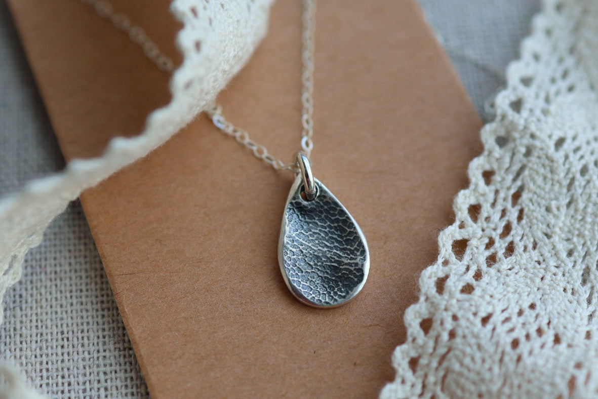 Teardrop Dog or Cat Paw Print Necklace