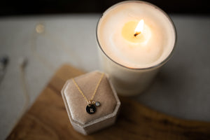 Tiny Charm with a Stamped Disc Necklace (Gold Filled or Silver)