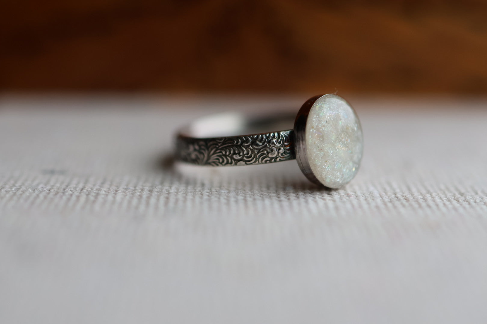 Floral Banded Oval Celebration Ring