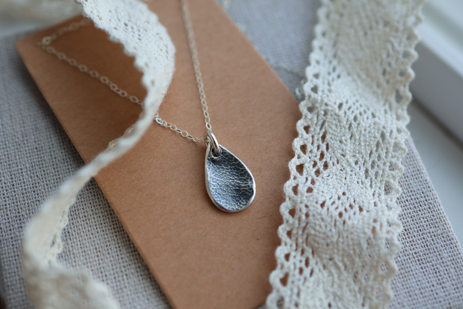 Teardrop Dog or Cat Paw Print Necklace