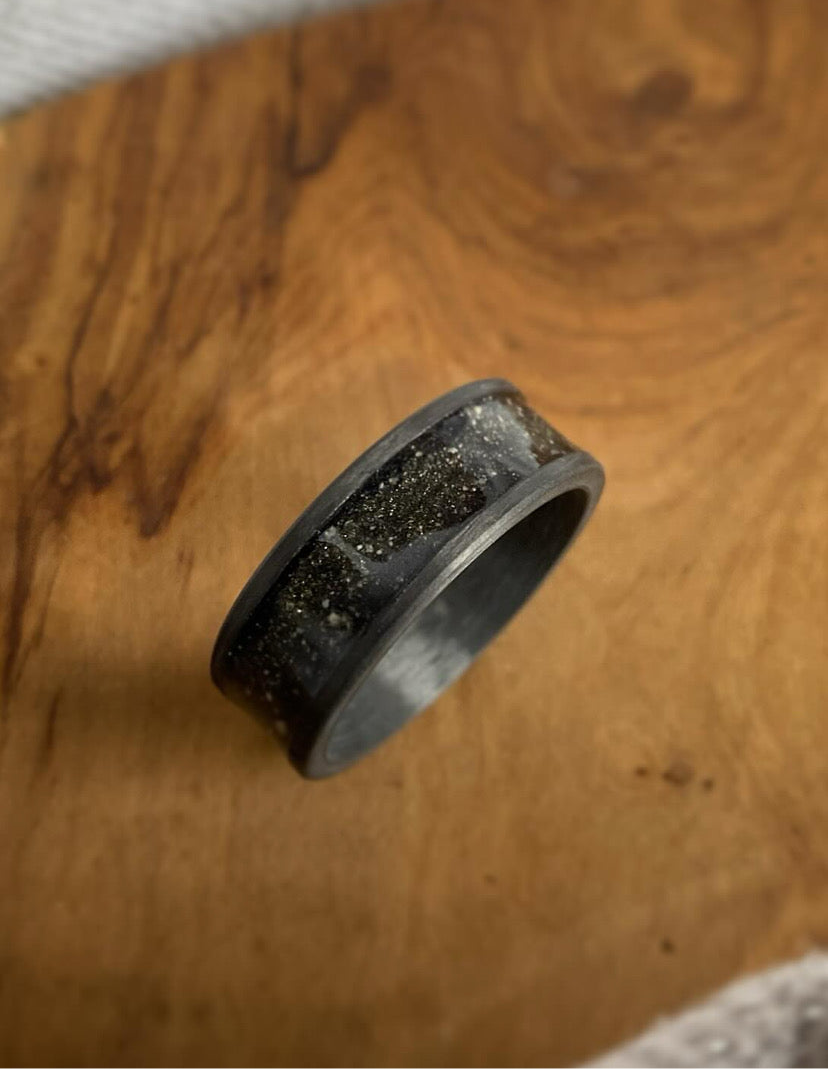 Black Carbon Channel Ring - Best Seller Mens Cremation Ring