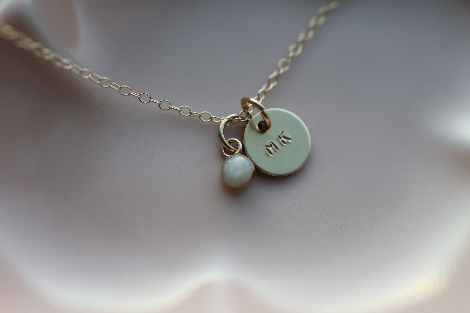 Mama Milk Tiny Charm with a Stamped Disc Necklace