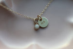 Load image into Gallery viewer, Mama Milk Tiny Charm with a Stamped Disc Necklace
