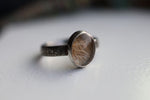 Load image into Gallery viewer, Floral Banded Memorial Ring with Glass
