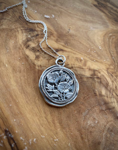 Wild Rose Mourning Pendant (Cremation Ash & Silver Infused)