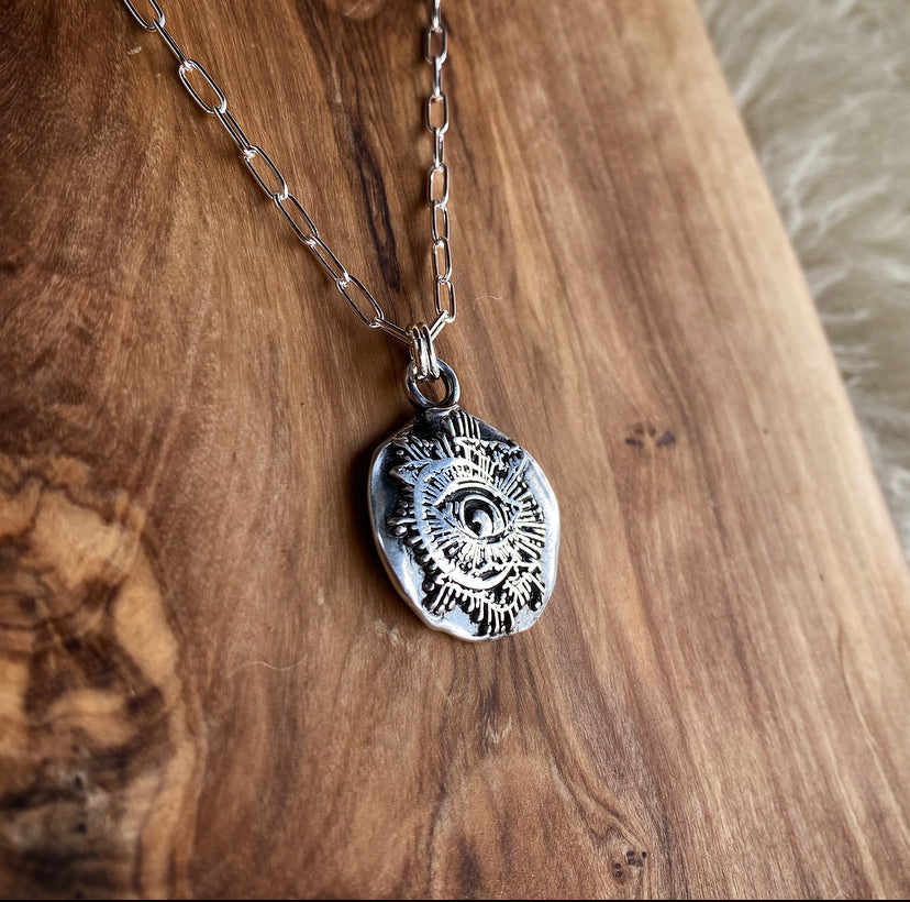 Moon Eye Mourning Pendent (Cremation Ash & Silver Infused)