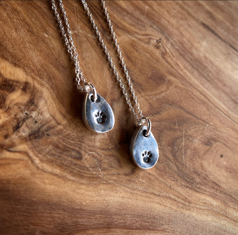 Ash and Silver Infused Tiny Initial, Birth Flower or Paw Pendant