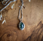 Load image into Gallery viewer, Small Moss Agate Pendant with Box Chain
