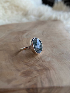 Moss Agate Window Ring (Size 5)