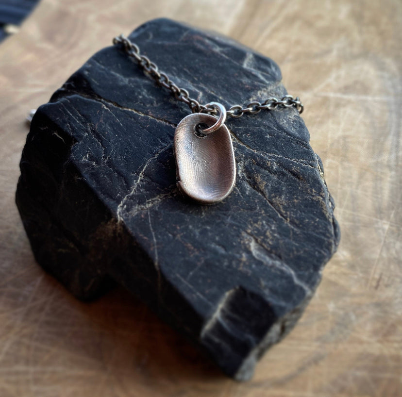 Oxidized Fingerprint Necklace (inclusive style)