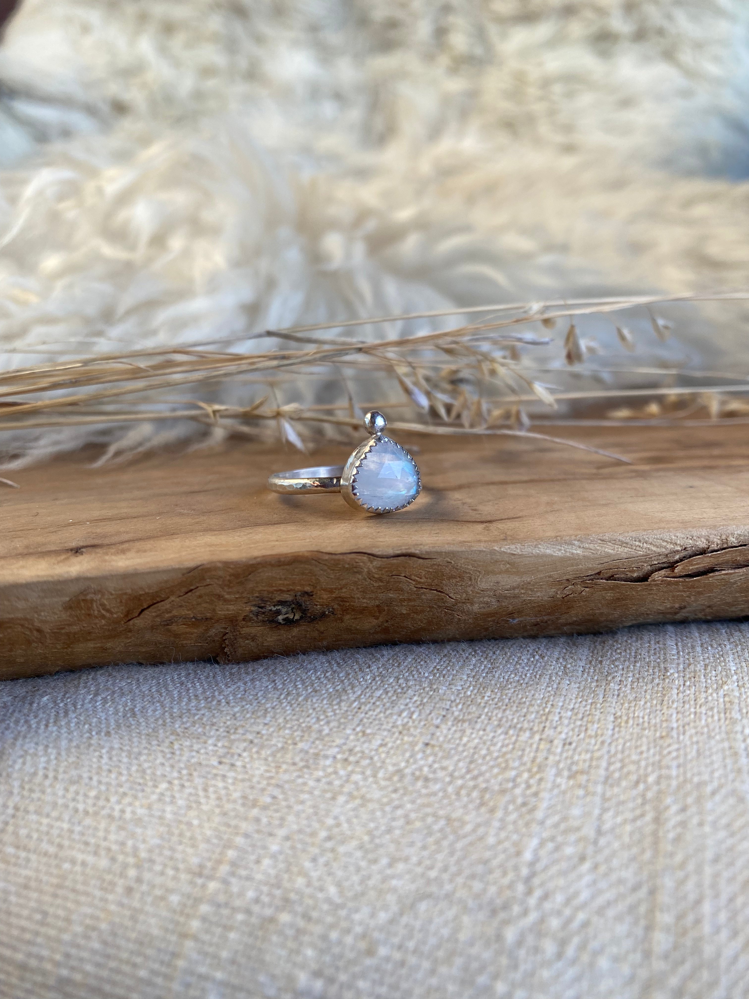 Silver Moonstone Ring Size 8.5