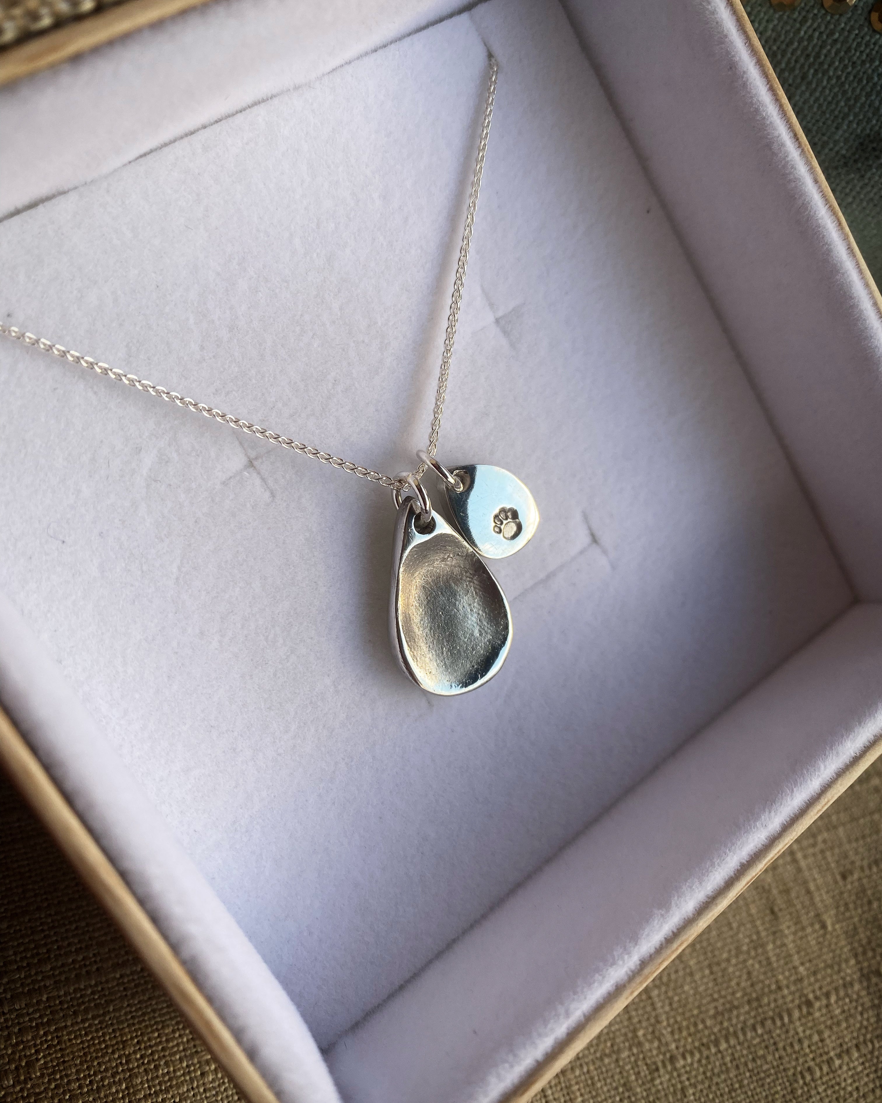 Ash and Silver Infused Tiny Initial, Birth Flower or Paw Pendant